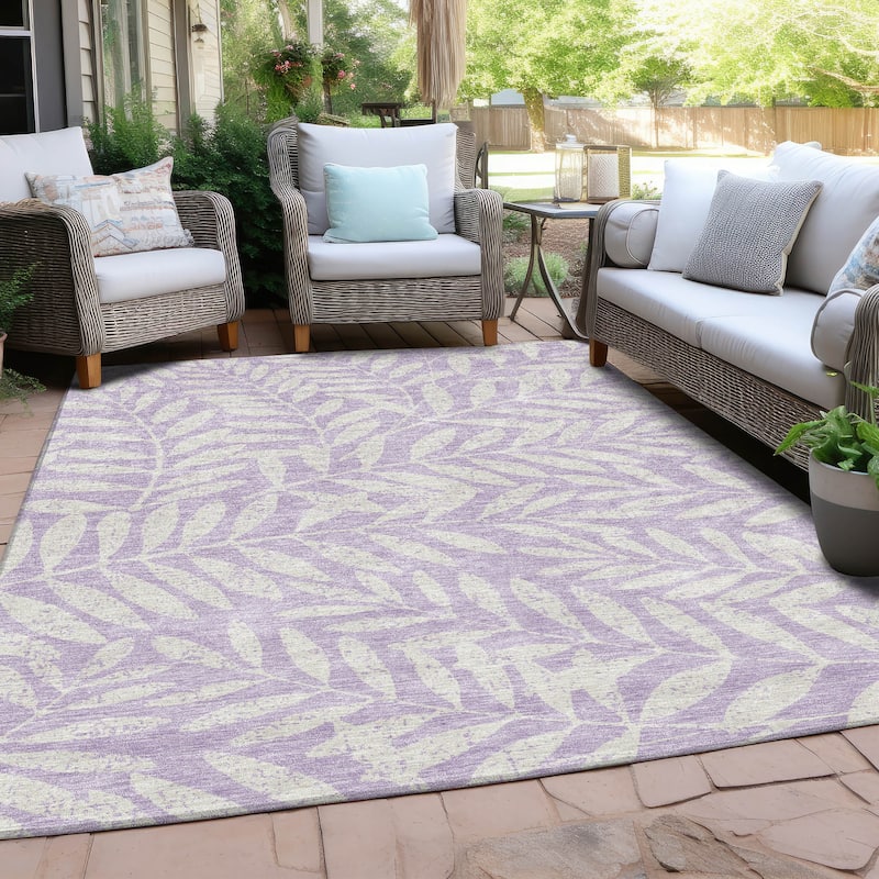 Machine Washable Indoor/ Outdoor Chantille Palm Rug - Lavender - 10' x 14'