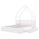 preview thumbnail 7 of 22, Queen Size Platform Bed Kids Floor Bed with House & Guardrail Frame Design Headboard and 2 Storage Drawers, No Box Spring Needed