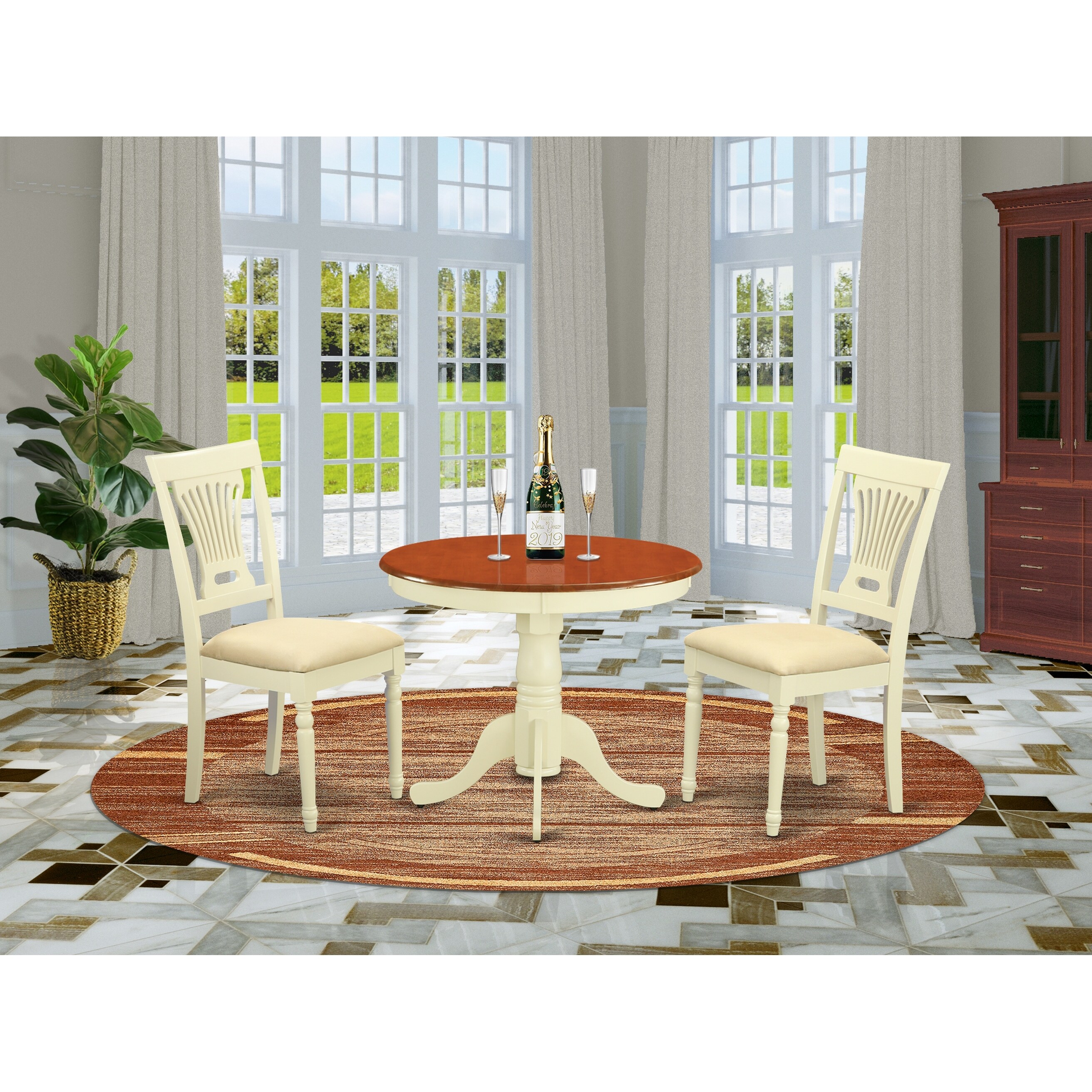 Shop Buttermilk And Cherry Round Table And Two Chair 3 Piece
