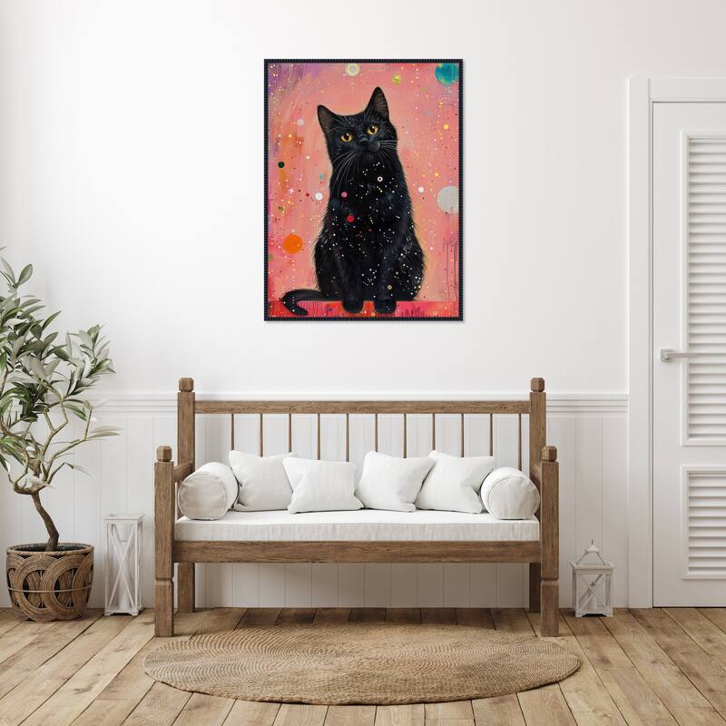 Candy Cat the Star Illustration by Justyna Jaszke Framed Canvas Wall Art