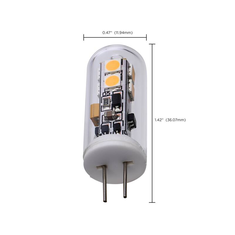 2 Watt T4 LED Clear Finish Bi Pin G4 Base 3000K 12 Volt