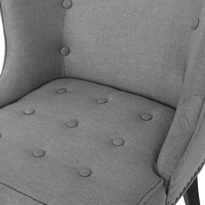 Modern 28" Accent Chair with Button Tufted Waffle Stitching and Nailheads