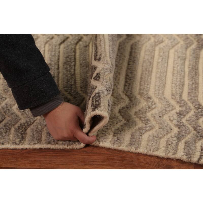 Stripe Moroccan Indian Rug Hand-Knotted Wool Carpet - 2'0"x 3'0"