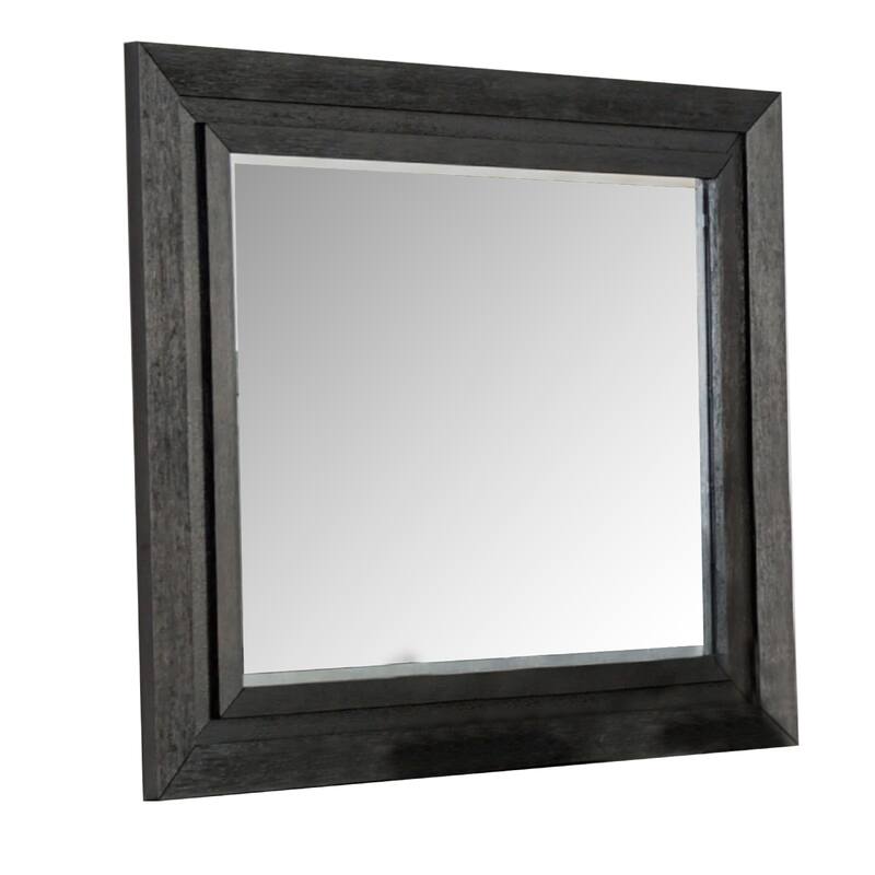 Ashen Dresser Mirror, Black Solid Wood, Rectangular Silhouette, 40x46