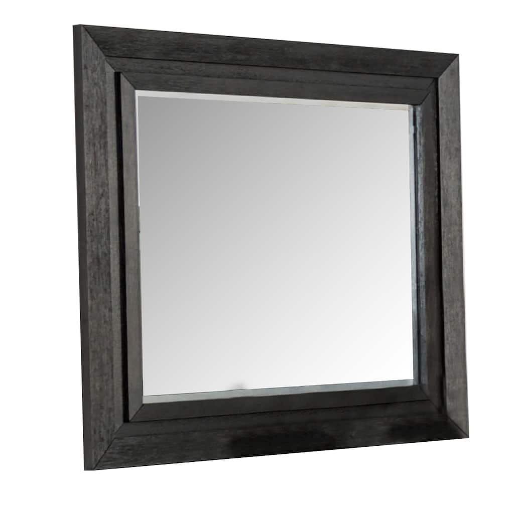 Ashen Dresser Mirror, Black Solid Wood, Rectangular Silhouette, 40x46