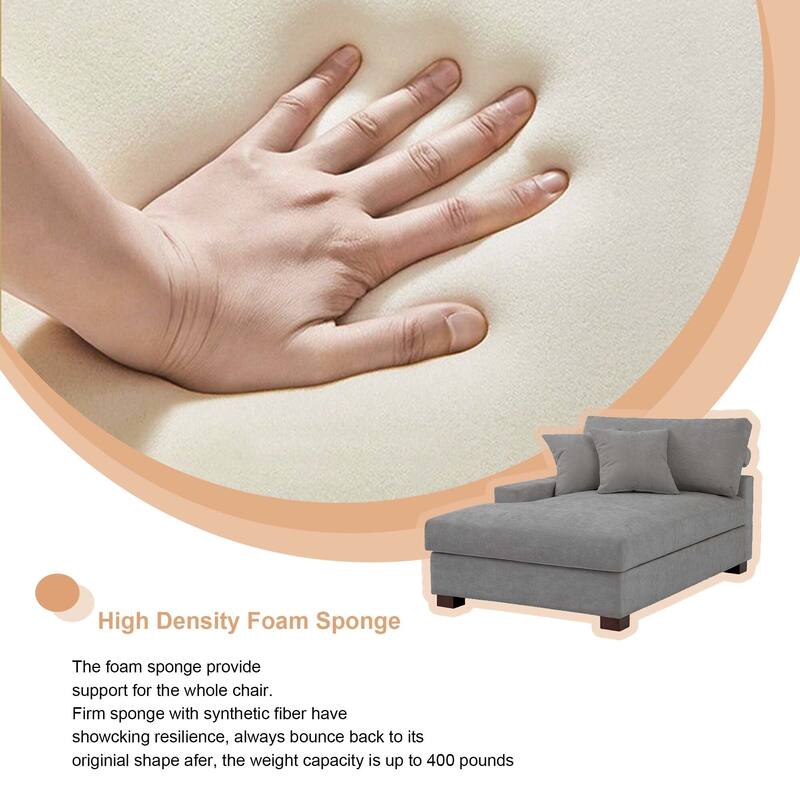 Oversized Chenille Modular Chaise Lounge With Deep Seat