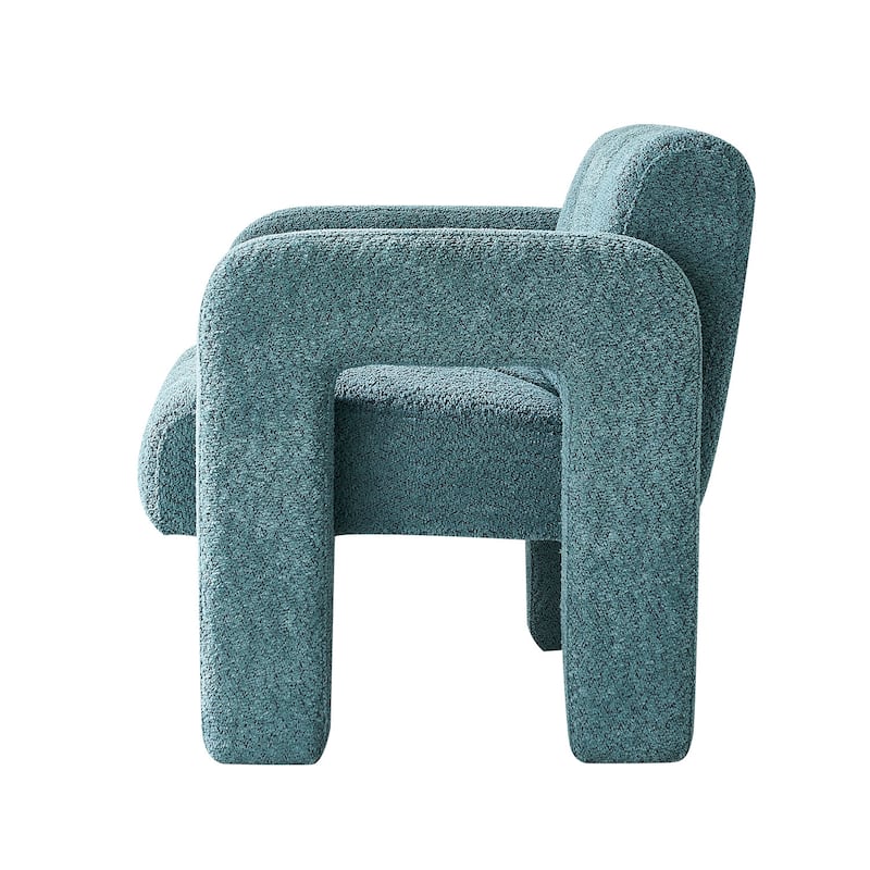 Boucle Accent Chair with Solid Wood Frame and High-Density Foam