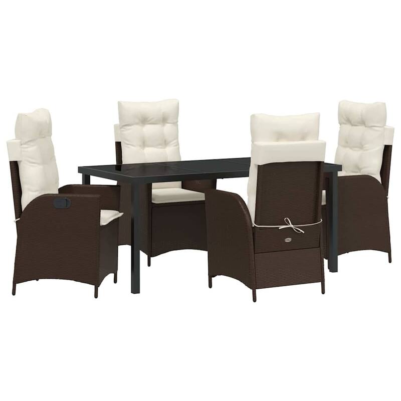 vidaXL Garden Dining Set with Cushion Poly Rattan