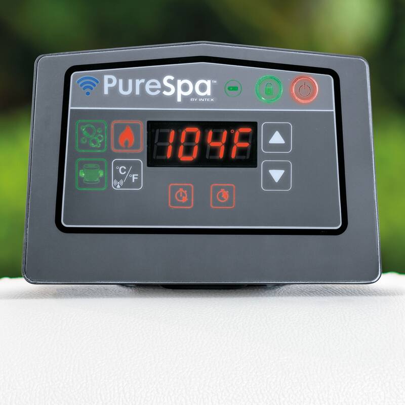 Intex PureSpa Plus Greywood Inflatable Hot Tub Spa with Multi-Colored LED Lights - 126