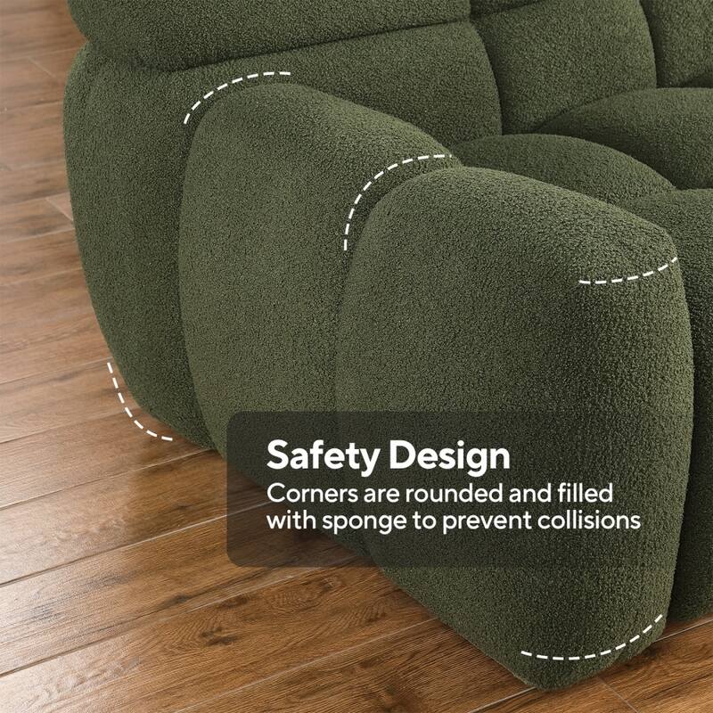 87.4" 3-Seater Boucle Sofa with Wood Frame