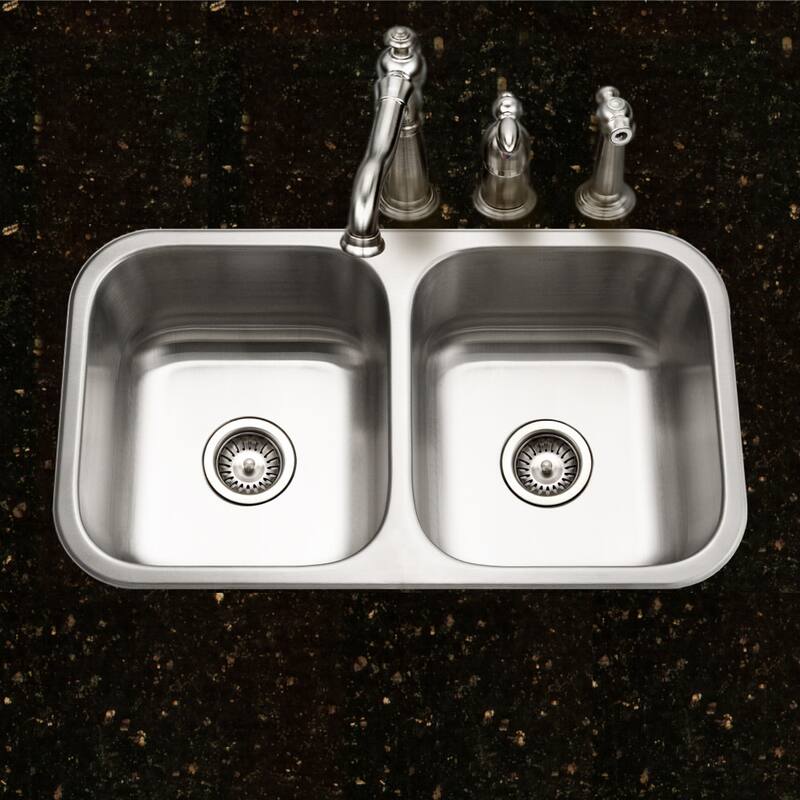 Houzer Belleo 32" Drop In Double Basin Stainless Steel Kitchen Sink - Stainless Steel