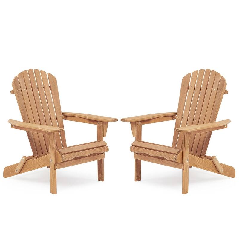 Set of 2 Garden Outdoor Solid Wood Folding Adirondack Chair