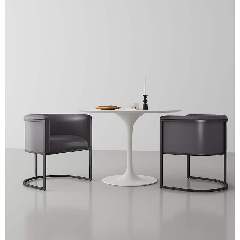 Bali Saddle and Black Faux Leather Dining Chair