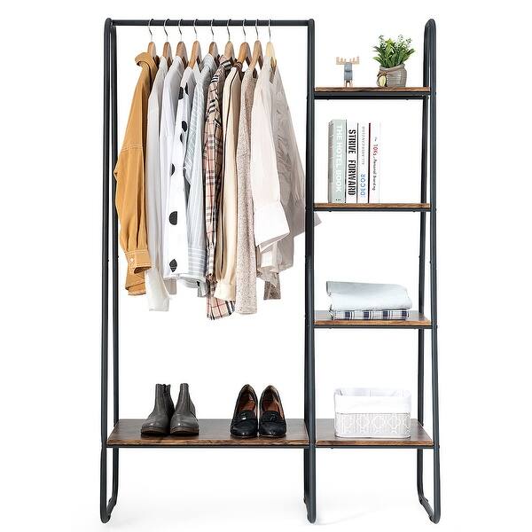 Shop Costway Clothes Garment Rack Free Standing Storage Tower W