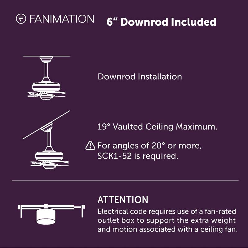 Fanimation Brawn 64 inch Indoor/Outdoor Smart Ceiling Fan with LED CCT Select Light Kit and Remote - Antique Graphite