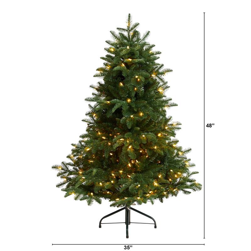 5’ Pre-Lit Flocked North Carolina Fir Artificial Christmas Tree, Warm White Lights - 5 Foot