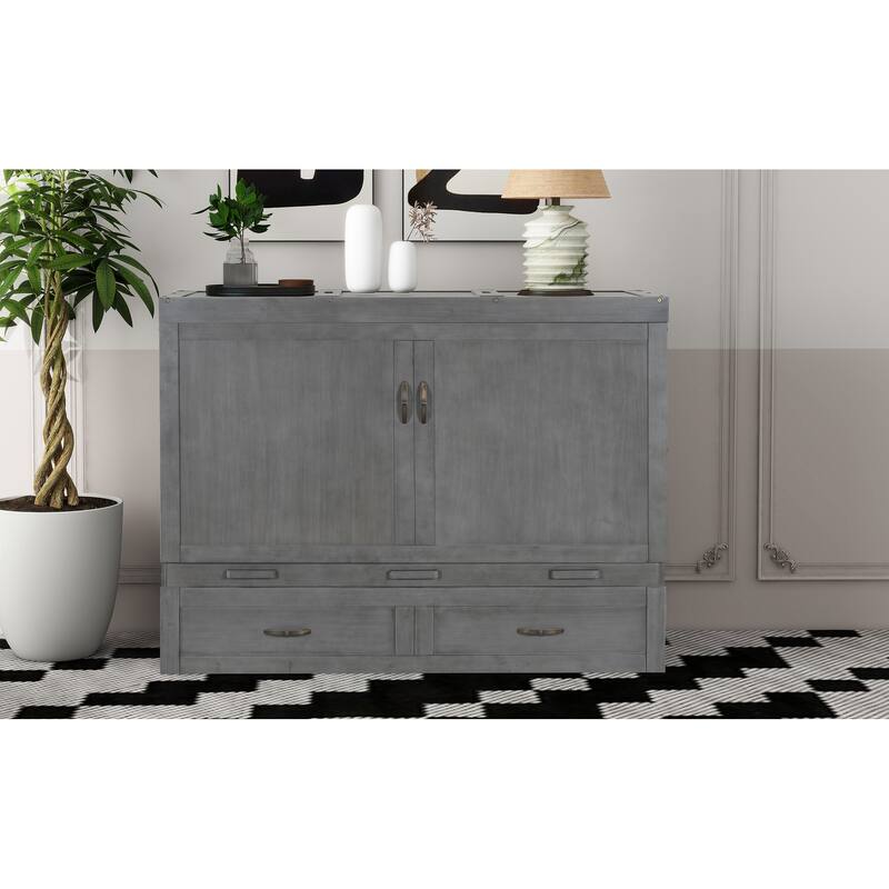 Space-Saving Murphy Bed with USB Ports & Drawers