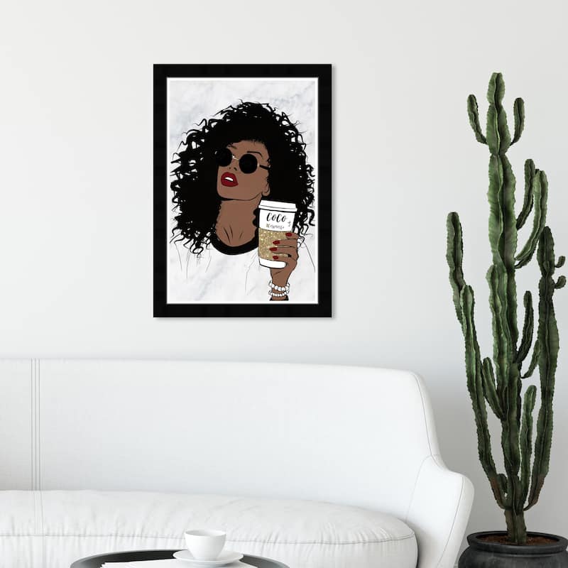 Wynwood Studio '34567 Fierce and Female Coffee' Fashion and Glam Wall Art Framed Print Accessories - Brown, Gold