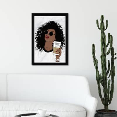 Wynwood Studio '34567 Fierce and Female Coffee' Fashion and Glam Wall Art Framed Print Accessories - Brown, Gold