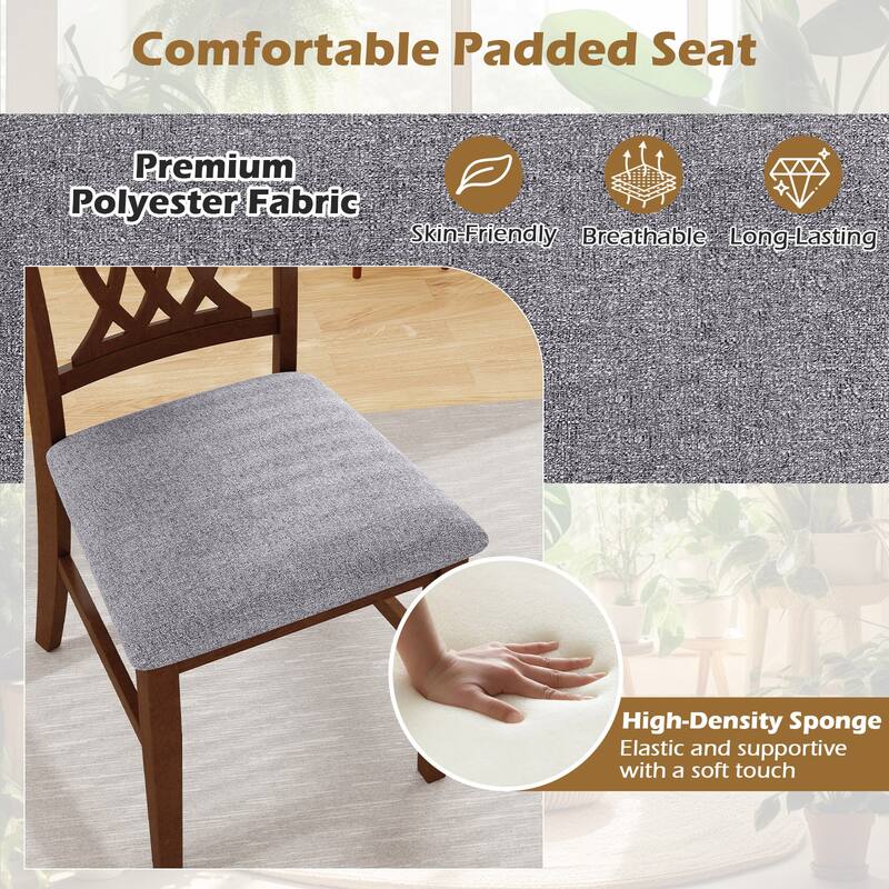 Gymax Dining Chairs Set of 2 w/Padded Seat Hollowed Backrest & Rubber