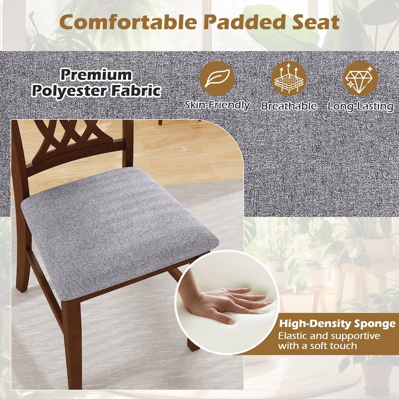 Gymax Dining Chairs Set of 4 w/Padded Seat Hollowed Backrest & Rubber