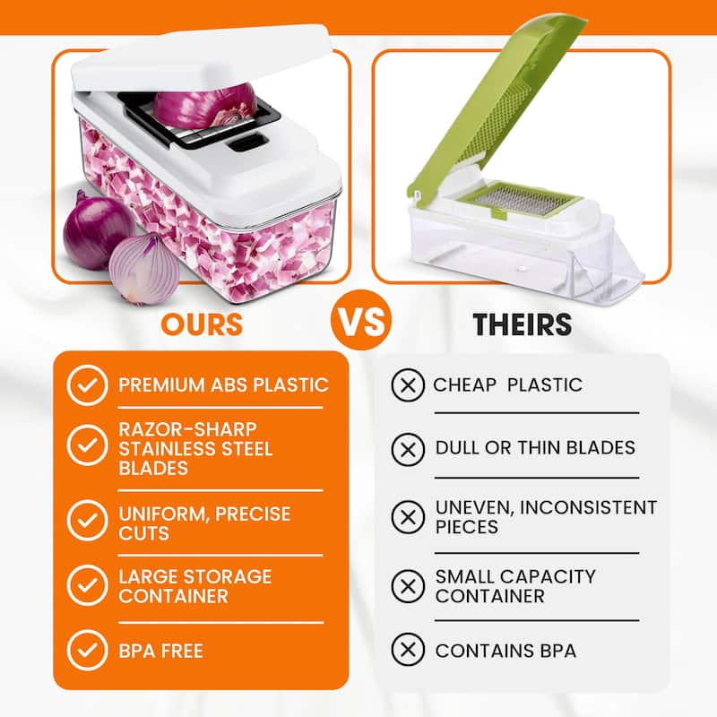 Cheer Collection Vegetable Slicer Chopper With 7 Blades And Container - 7 Blade