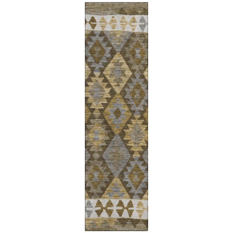 Machine Washable Indoor/ Outdoor Boho Global Chantille Rug