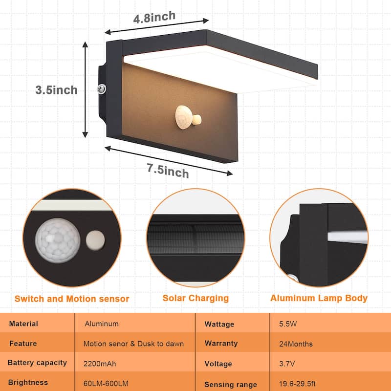 Inowel Solar Outdoor Wall Light Dusk to Dawn LED Lantern IP54 17329