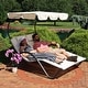 preview thumbnail 6 of 7, Sunnydaze Double Chaise Lounge with Canopy Shade and Headrest Pillows - Beige