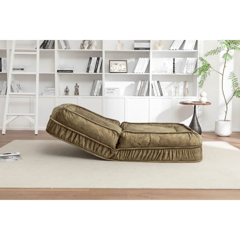 Upholstered Human & Dog Bed, Adjustable 5-Position Bean Bag Floor Sofa with Massage Pillow and 2 Soft Cushions for Adults & Pets