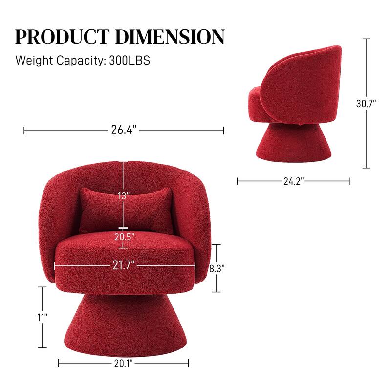 Ouyessir Teddy Sherpa Upholstered Swivel Cuddle Barrel Sofa Chairs