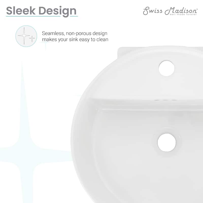 Trocadero 18" Round Wall-Mount Bathroom Sink - 18" x 18" 15.2"
