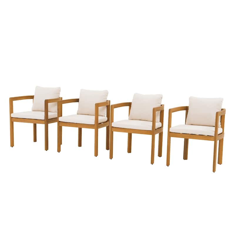 Outdoor 4-piece Wood Chairs With Large U-shaped Backrests