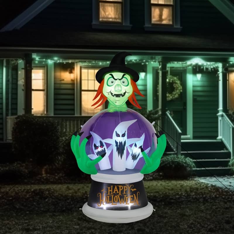 5.9FT Witch's Crystal Ball Inflatable Halloween Outdoor Decorations