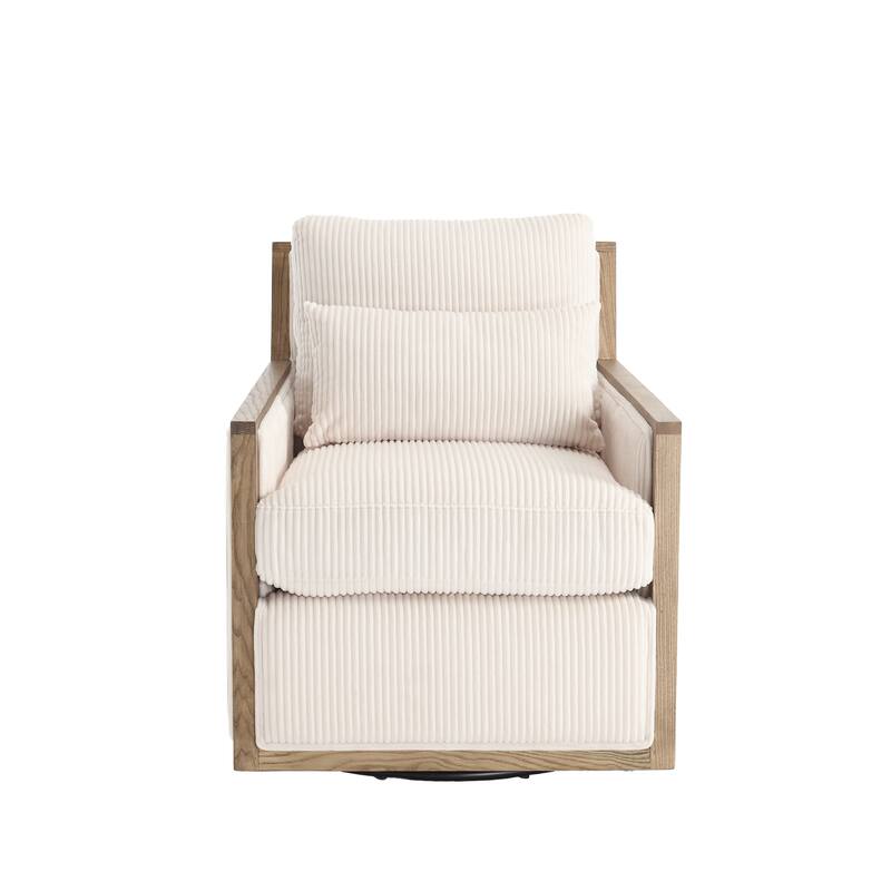 Corduroy Barrel Chair, High Back Comfy Accent Sofa Chair 360 Degree Swivel Barrel Arm Chairs, Leisure Arm Chair for Living Room