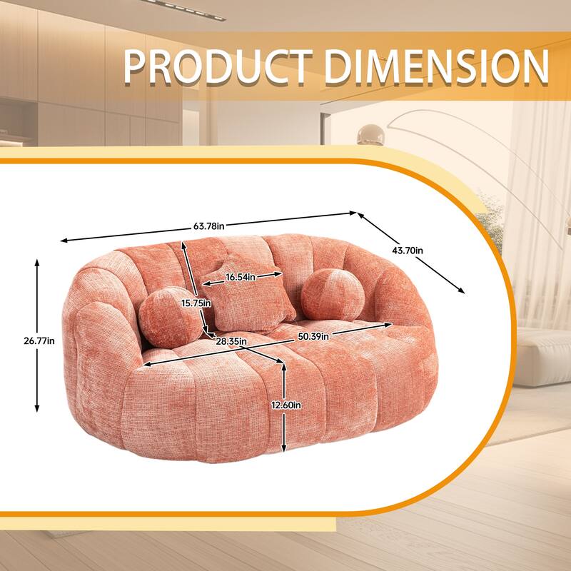 Chenille Upholstered Durable Comfort Lounger Bean Bag Lazy Sofa