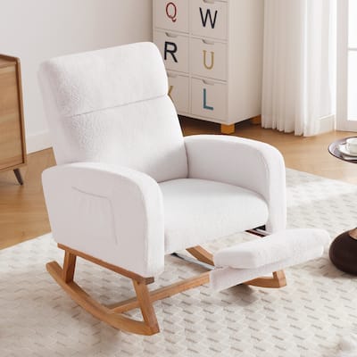 HOMYKA Rocking Chair for Nursery with Footrest