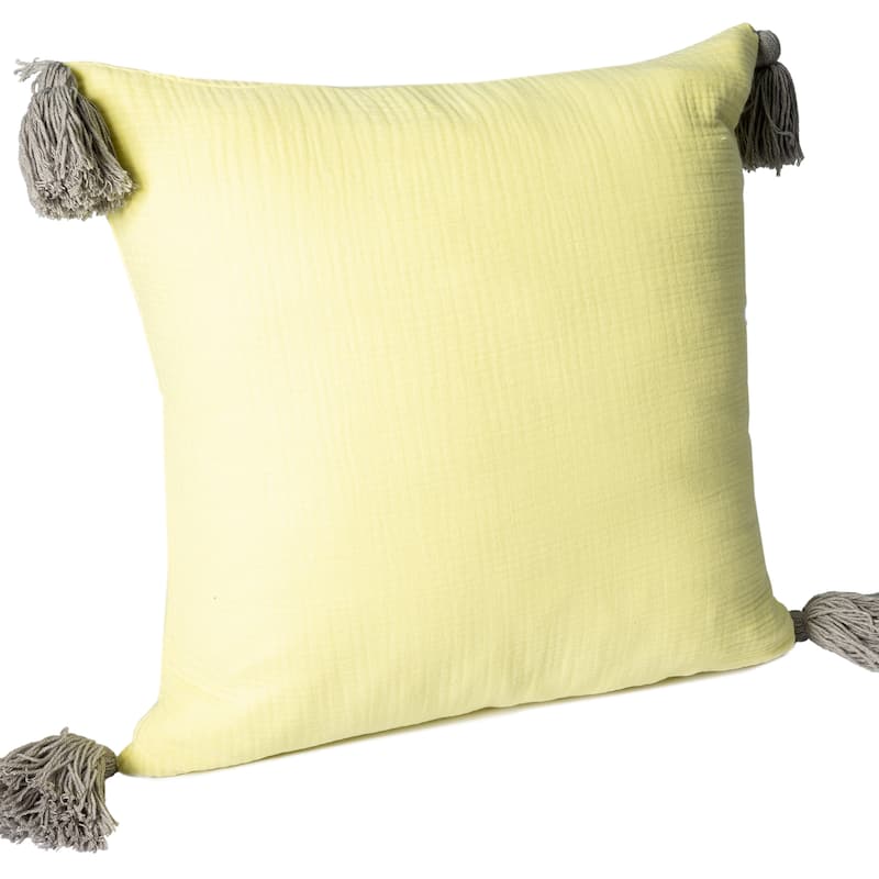 Sevita Solid Tasseled Turkish Cotton Throw Pillow