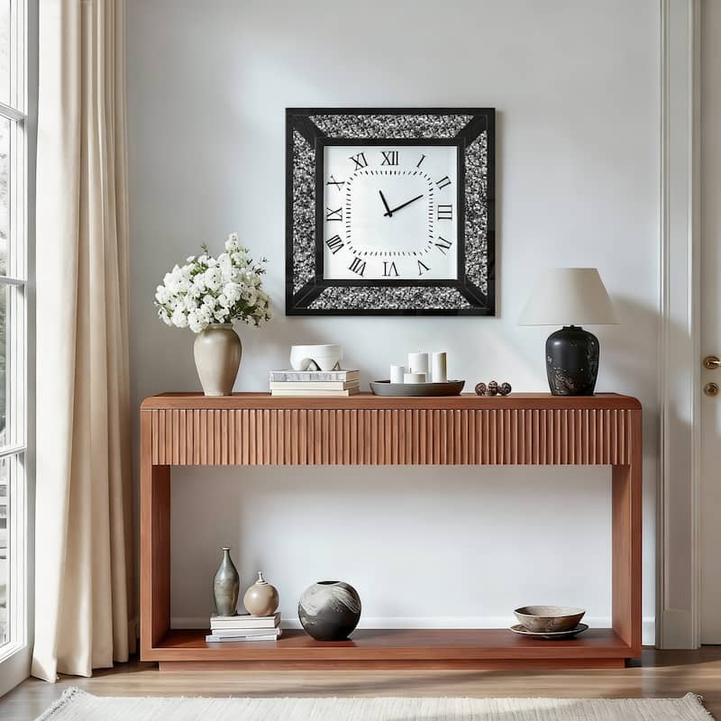 Glass Wall Clock with Diamond Crystal