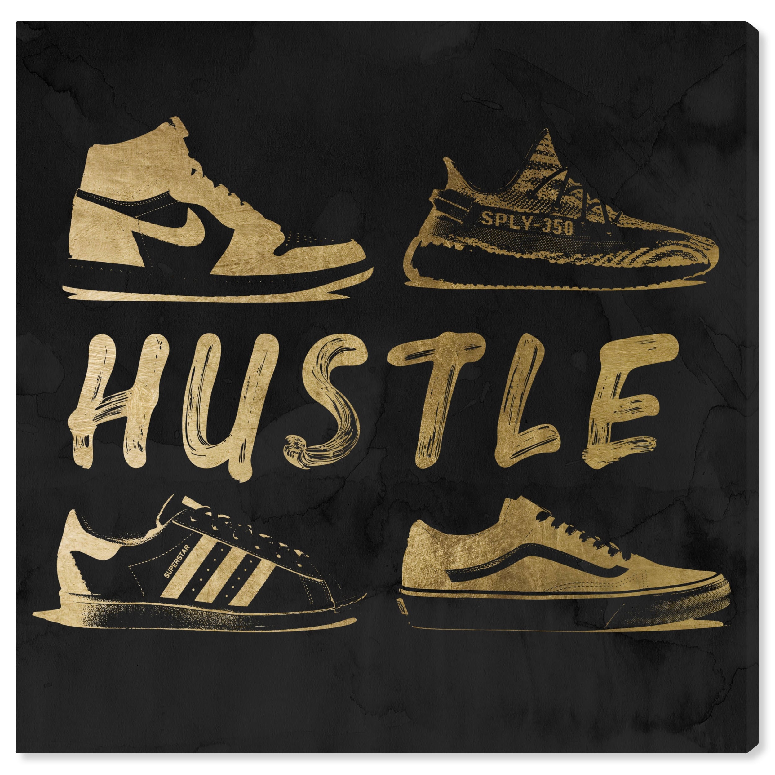 Oliver Gal 'Hustle Sneakers' Glam Black Wall Art Canvas Print