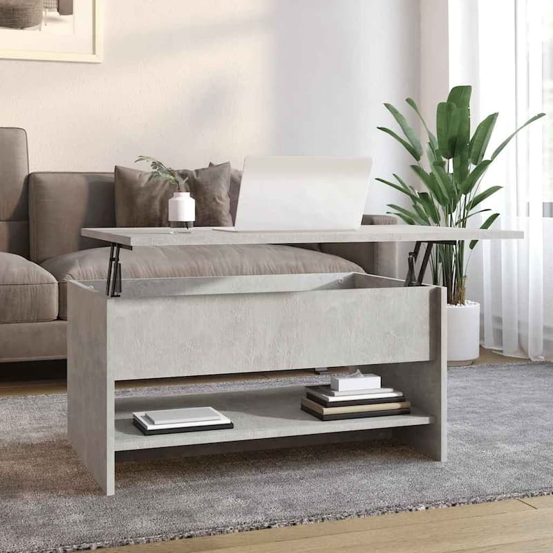 vidaXL Coffee Table Lift Top End Table Accent Side Sofa Table Engineered Wood - 31.5" x 19.7" x 16.7" - Concrete gray