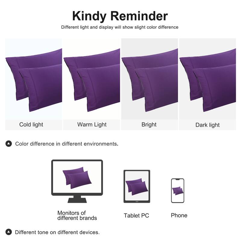 Pillowcase Set of 2 Soft Cotton with Zipper