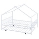 preview thumbnail 7 of 13, White Full Size Metal House Bed with Trundle and Roof for Kids, Boys and Girls, Bedroom