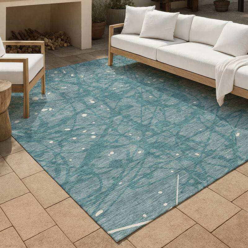 Machine Washable Indoor/ Outdoor Modern Campo Chantille Rug - Teal - 2'6" x 3'10"