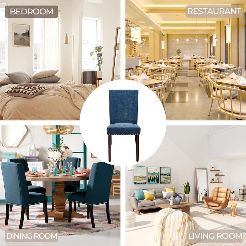 RENEWLINE Dining Chairs, Fabric with Nailhead Trim and Wood Legs