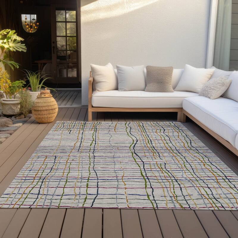 Machine Washable Indoor/ Outdoor Modern Century Chantille Rug