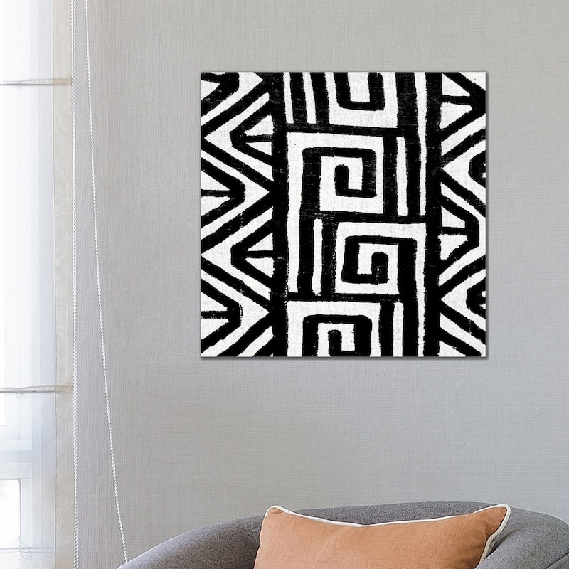 iCanvas "Mudcloth Black Geometric Design VIII" by Ellie Roberts Canvas Print - 26x26x1.5