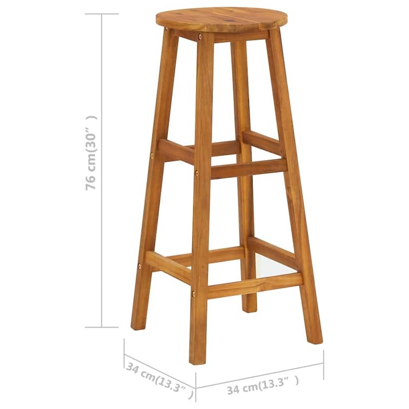 vidaXL Bar Stools 4 pcs Solid Acacia Wood - 13.4" x 13.4" x 29.9"