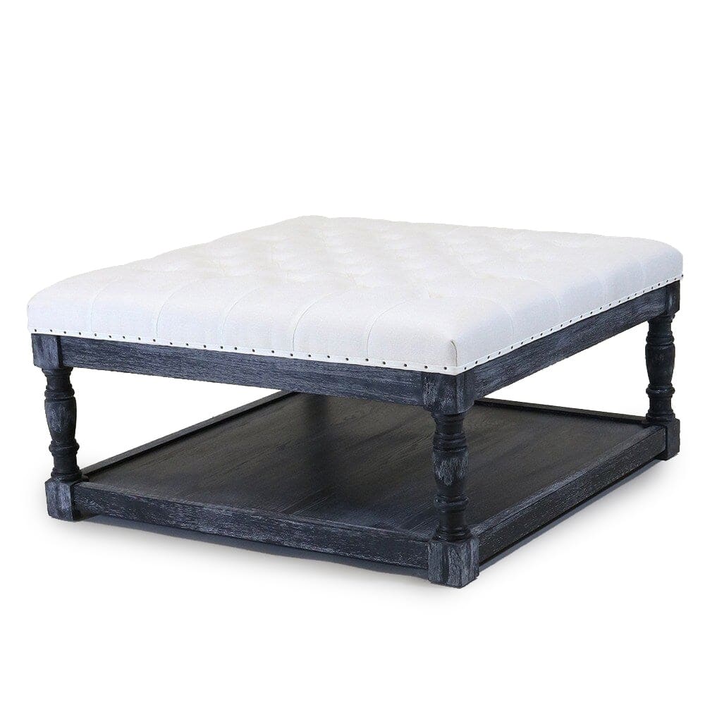Cairona Tufted Textile 34-inch Shelved Ottoman Table