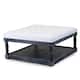 Cairona Tufted Textile 34-inch Shelved Ottoman Table - White Top/Black Wood
